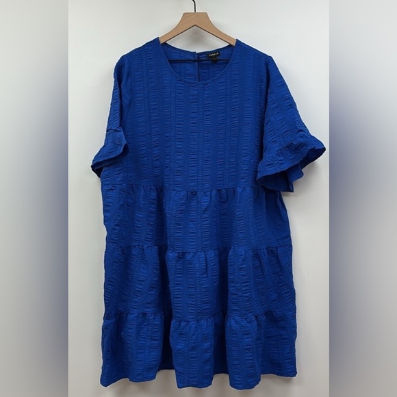 Torrid Woven Tiered Short Flutter Sleeve Babydoll Swing Mini Dress Royal Blue 4X - Picture 10 of 10